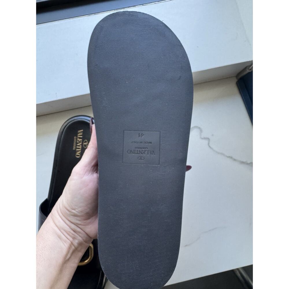 Valentino Dusty Black Leather VLogo Signature Platform Slides Size 41 Us 10.5 - Picture 12 of 15